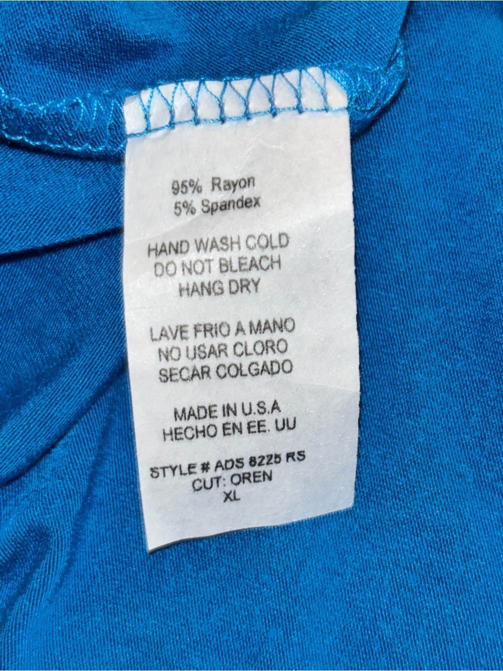 Azules Royal Blue Long Sleeve Swing Tunic Top XL Made USA Rayon Stretch NWOT - Picture 3 of 7